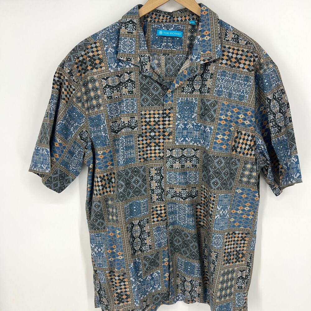Tori Richard Mens Hawaiian Button Up Shirt 100% Cotton Size XL Bandana Print - Picture 8 of 8